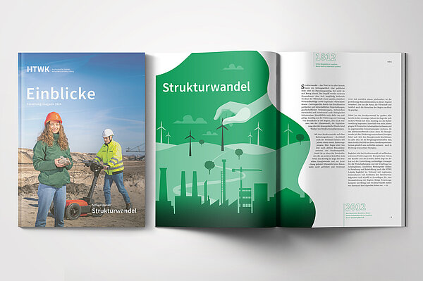 Die Einblicke 2024, Schwerpunkt: Strukturwandel eine geöffnete und eine geschlossene Ausgabe des Forschungsmagazins Einblicke